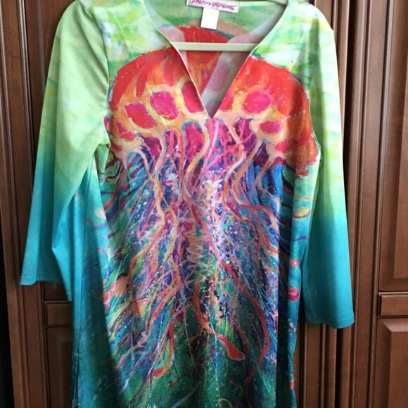 Colorful beach/swim cover up, sz M by Leoma Lovegrove - Picture 7 of 7